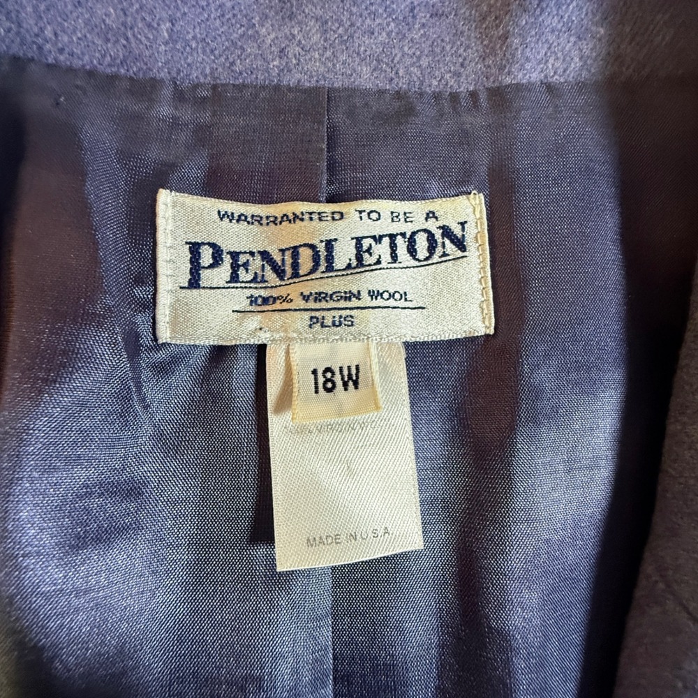 Vtg Pendleton Wool Blazer Jacket Womens 18W Plus Purple Periwinkle USA Made - Picture 5 of 10